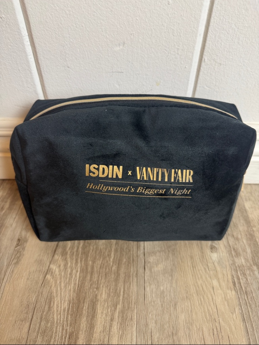 ISDIN x Vanity Fair Velvet Cosmetic Bag Black Gold Hollywood Event